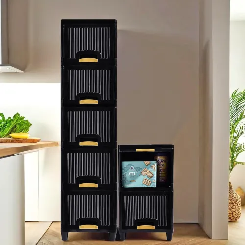 Image of Kuber Industries 7 Units Modular Cabinet Storage Organizer (5 + 2) | Foldable Kid Wardrobe for Cloth & Toys | Easy to As