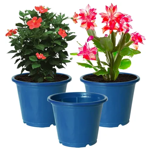 Image of Kuber Industries Durable Plastic Flower Pot Pack of 3,(Blue)