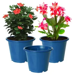 Kuber Industries Durable Plastic Flower Pot Pack of 3,(Blue)