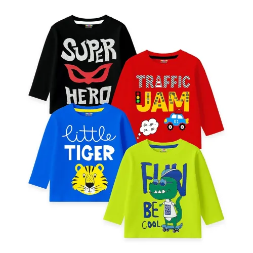 Image of Kuchipoo Boys Full Sleeves Regular Fit Cotton T-Shirt