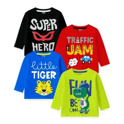 Kuchipoo Boys Full Sleeves Regular Fit Cotton T-Shirt