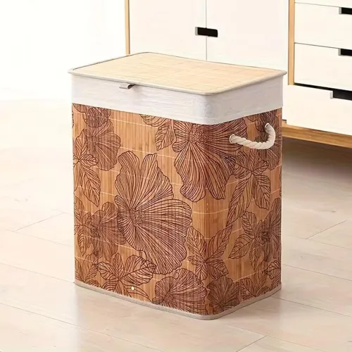 Image of Kura by Ekhasa Floral Laundry Basket with Lid 60L