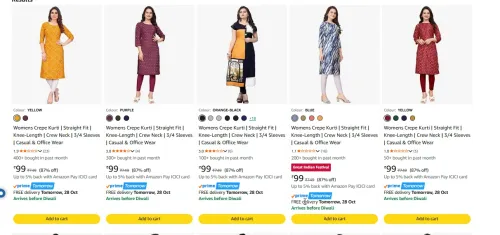 Image of Kurtas & Kurtis at up to 88% Discount