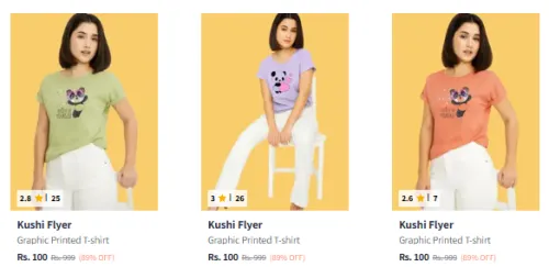 Image of Kushi Flyer Graphic Printed T-Shirt Starting at ₹100