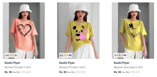 Image of Kushi Flyer Women's Oversize Tshirt Starting @ ₹98