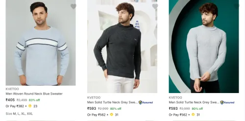 Image of Kvetoo Men's Sweaters upto 83% Discount