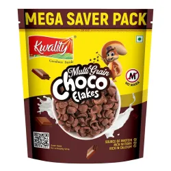 Kwality Choco Flakes 1.2 Kg | Crispy, Wholesome Cereal Made with Whole Wheat | Zero Maida and No Preservatives | Packed with Fiber, Protein