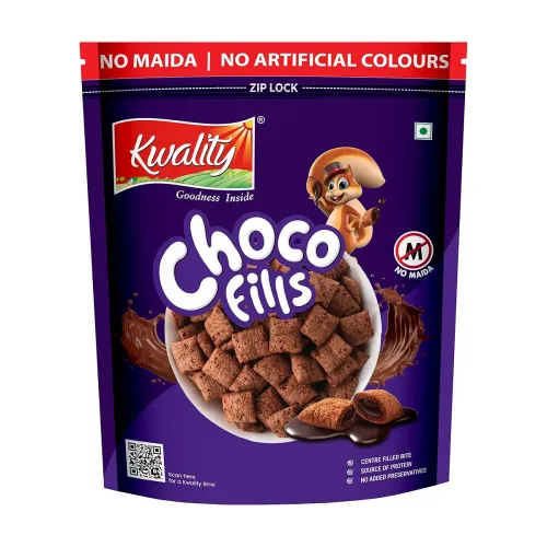 Image of Kwality Choco Fills 250g | Chocolate Flavor, No Maida | Crunchy Bites Filled with Rich Chocolate | Healthy Food & Breakf