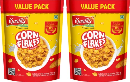 Image of Kwality Corn Flakes, Natural Source of Vitamins, Iron & Proteins, Breakfast Cereal Pouch  (2 x 0.5 kg)