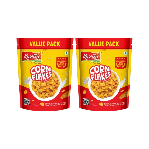 Image of Kwality Corn Flakes, Natural Source of Vitamins, Iron & Proteins, Breakfast Cereal Pouch (2 x 0.5 kg)