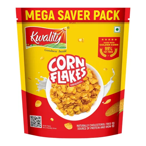 Image of Kwality Corn Flakes 800g | Made with Golden Corns | 99% Fat Free, Natural Source of Vitamin & Iron |