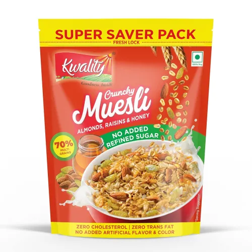 Image of Kwality Crunchy Muesli with Almonds, Raisins & Honey | 700g