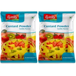 Kwality Custard Powder 1kg (Vanilla Flavor), Smooth & Creamy Custard, Quality Ingredients, Best for Fruit Salads (Pack of 2)