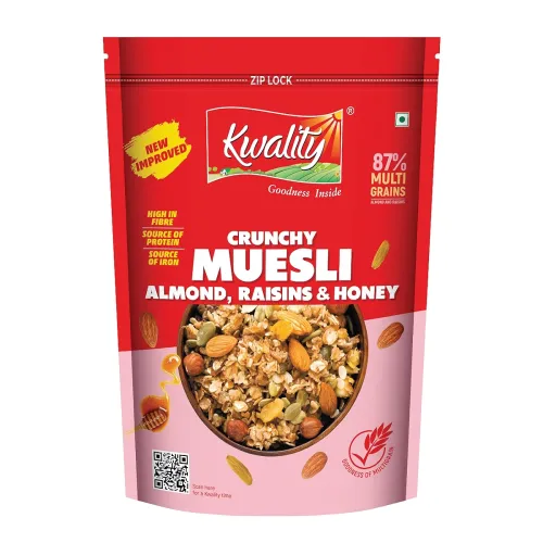 Image of Kwality Muesli – Almond, Raisins & Honey 750g | 87% Multi Grains | High-Fibre, Protein-Rich Multigrain Breakfast Cereal 