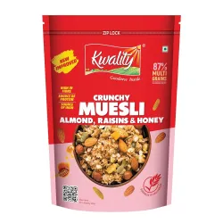 Kwality Muesli – Almond, Raisins & Honey 750g | 87% Multi Grains | High-Fibre, Protein-Rich Multigrain Breakfast Cereal 