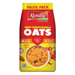 Kwality Peppy Tomato Masala Oats 400g | Healthy Breakfast | High Fiber & Protein | Ready-to-Cook | Spicy Flavor