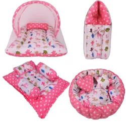Kwitchy Baby Bedding Set New Born Baby Bed | Mattress | Mosquito Net | Gadda Set | Bed | Cotton | Essential Combos | Gif