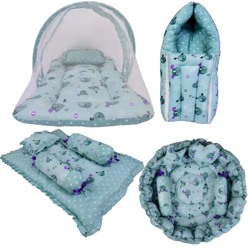 Image of Kwitchy Baby Bedding Set New Born Baby Bed | Mattress | Mosquito Net | Gadda Set | Bed | Gift Pack | Boys & Girls (0-6 M