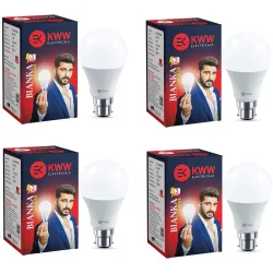 KWW 3W LED Bulb B22 (White, Pack of 4)