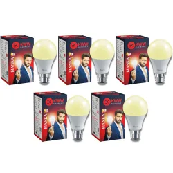 KWW 9W Warm White LED Bulb, Pack of 5