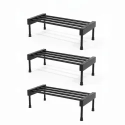 KYARI Elevate Square Tube Iron Plant Stand (Set of 3) | Heavy Duty Pot Stand for Indoor & Outdoor Plants | Rust-Resistant Metal Flower Pot Holder for Balcony & Living Room | Black