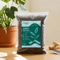 Kyari Veggie Mix 100% Organic Fertilizer Soil for Vegetables - Advanced Potting Mix with Superior Nutrition, Extra Aeration and Fast Drainage - Enriched with Beneficial Microbes - 1kg Pack