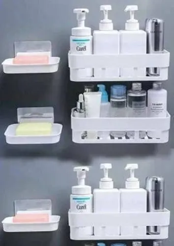 Image of KYASO 3 Shelves + 3 Soap Dish Bathroom Accessories Set
