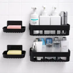 KYASO Pack of 4 Wall Mount Bathroom Shelf and Soap Rack for Home and Kitchen