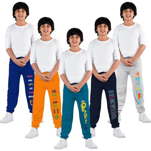 Image of KYDA Kids® Boys 100% Cotton Printed Track Pants (Pack of 5)