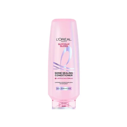 Image of L’Oréal Paris Glycolic Gloss Shine sealing conditioner, powered by 4% Glycolic Acid, for dull hair, smoothens hair fiber