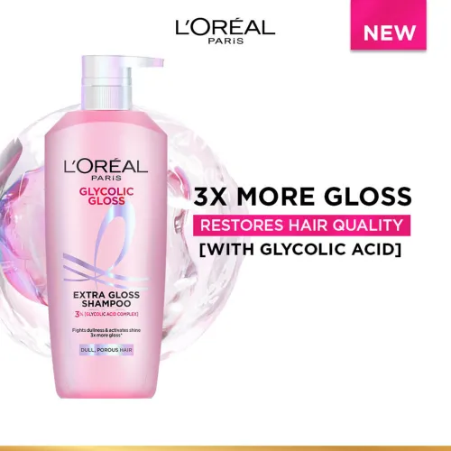 Image of L'Oréal Paris Glycolic Gloss Shampoo, Powered by Glycolic Acid, for Dull Dair, for 3x Shine