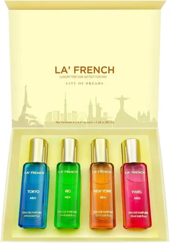 Image of La French City Of Dreams Rio Paris Tokyo City Luxury Perfume for Him Gift Set 4 X 20ml Eau de Parfum - 80 ml (For Men)