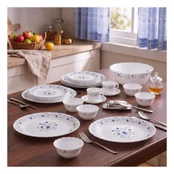 La Opala Classique Opalware Dinner Set, 53 Pcs, Family of 8, Blue Mystique