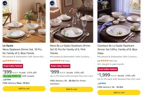 Image of La Opala Dinner Set at minimum 70% Discount