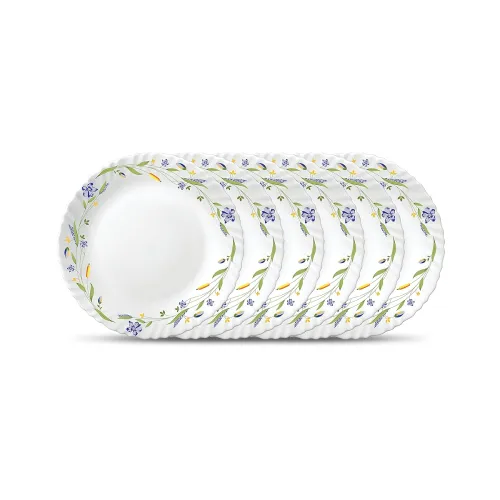 Image of La Opala Diva Classique Collection Opal Glass Crockery | Full Plate Set of 6