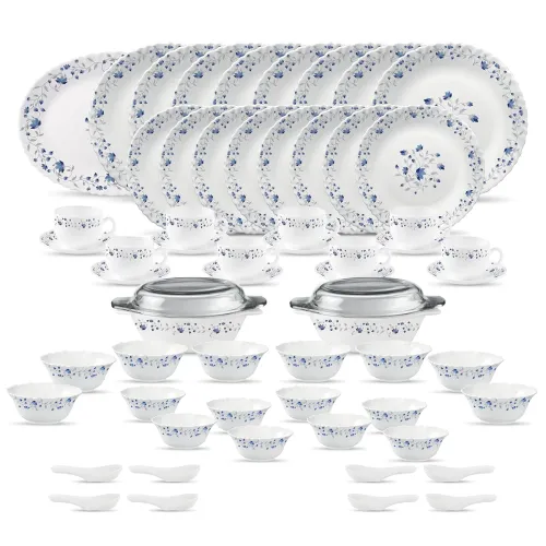 Image of La Opala Diva Classique Collection Opal Glass Crockery Dinner Set 61 pcs 