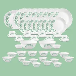 La Opala Diva Classique Collection Opal Glass Crockery Dinner Set 53 pcs Olive Trails