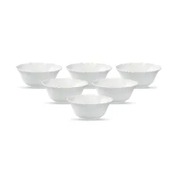 La Opala Diva, Classique Collection, Opal Glass Vegetable Bowl Set 6 pcs, Plain White