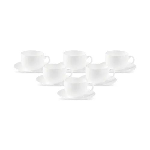 Image of La Opala Diva, Opal Glass Crockery | Cup & Saucer Iris Regular, Set of 12