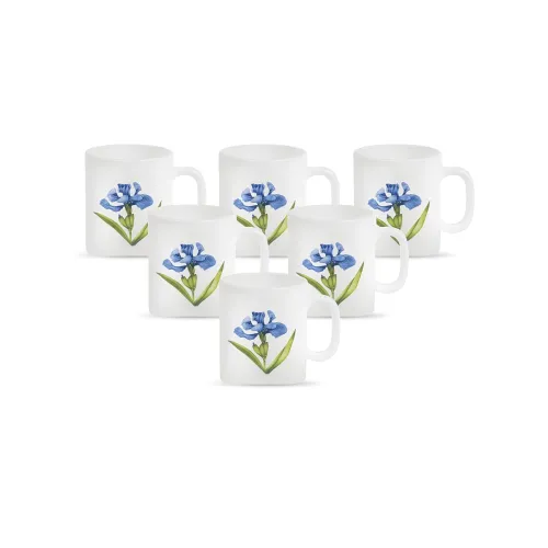 Image of La Opala Diva, Opal Glass Crockery | Coffee Mug Cylinder Regular, Set of 6 | Royal Iris, 190 ml | for Tea & Coffee | Mic