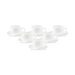 La Opala Diva, Opal Glass Crockery | Cup & Saucer Iris Regular, Set of 12