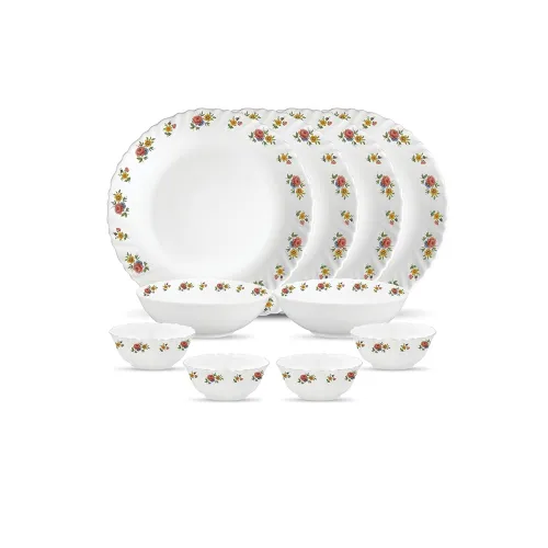 Image of La Opala Novo Collection Opal Glass Crockery for Family of 4 Dinner Set 10 pcs