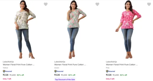 Image of Labeladrija Women's Kurtas at minimum 77% Discount