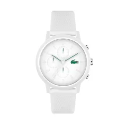 Lacoste Lacoste.12.12 Chrono Qtz Fashion Chrono White Round Dial Men's Watch|White Silicone Material|Multi Color Band - 2011246