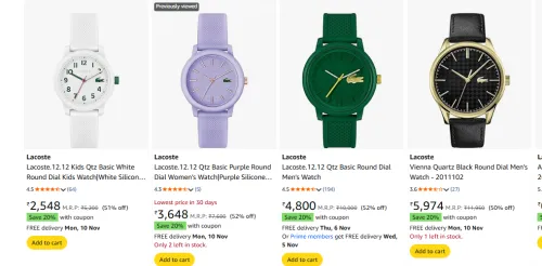 Image of Lacoste Premium Watches Upto 65% Discount 