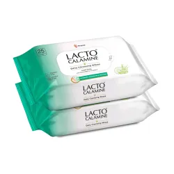 Lacto Calamine Daily Cleansing Face Wipes 25N Each - Pack of 2 | Makeup Remover Wipes | Wet Tissue for Face with Aloe Ve
