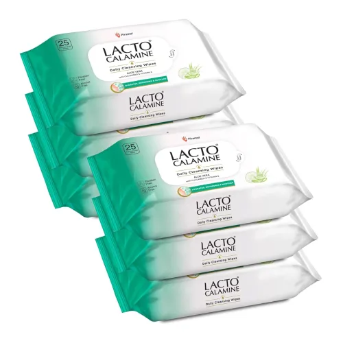 Image of Lacto Calamine Daily Cleansing Face Wipes 25N Each - Pack of 6
