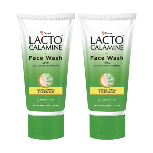 Image of Lacto Calamine Neem Face Wash With Aloe Vera & Turmeric 150ml each- Pack of 2