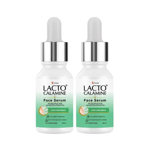 Image of Lacto Calamine 2% Salicylic Acid Face Serum | 30ml x 2 | Face Serum For Acne, Blackheads, Oil control, Open Pores & Clea