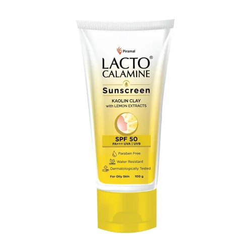 Image of Lacto Calamine Sunscreen SPF 50 | 100g | PA +++ Sunscreen For Oily Skin | UVA – UVB | Water Resistant & No White Cast | 